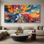 “Textured Floral Burst of Rainbow Colors” - Palette - Knife Abstract Painting On Canvas PS0236