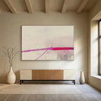 “Pink Line Minimalist” Abstract Painting On Canvas DKS279