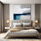 Monochromatic Blue and Gray, "Coastal Calm" – Minimalist Abstract Painting On Canvas PS1033