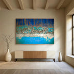 “Textured Blue Forest Abstract” - Nature - inspired Textured Painting On Canvas DKS385