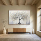 “Silver - Gold Tree” - Metallic Silver “Ethereal Tree” Painting On Canvas PT1619