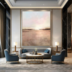 “Pink - Beige Sunset” - Impressionistic Landscape Painting On Canvas PT2314