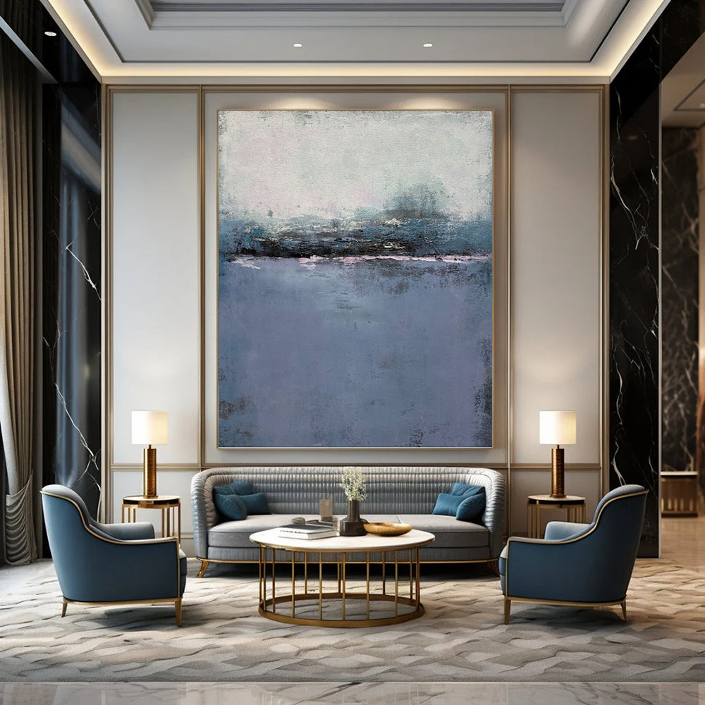 “Blue - Purple Abstract Horizon” - Impressionist Abstract Painting On Canvas PT1224