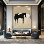 “Minimalist Black & White Horses” - Minimalist - Inspired Animal Painting On Canvas PT1410