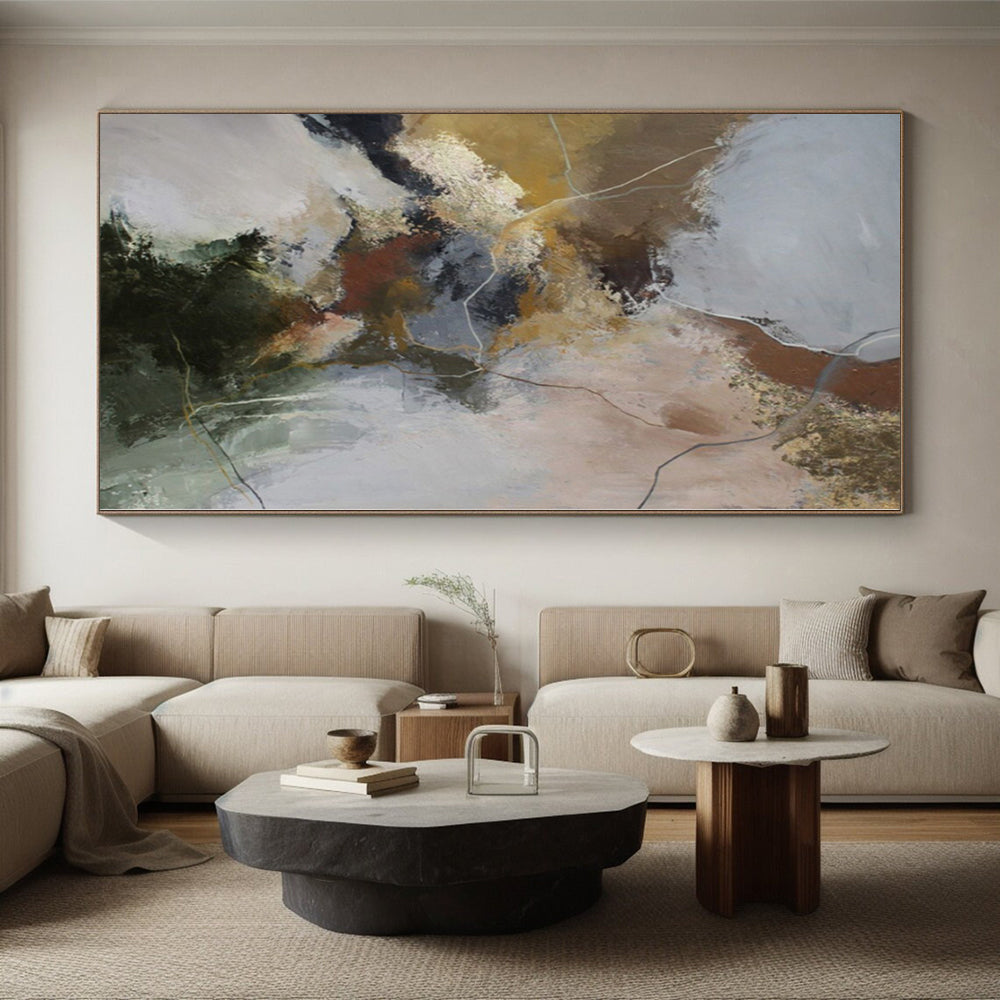 “Earth - Toned Abstract with Subtle Lines” - Textured Abstract Painting On Canvas PS0254