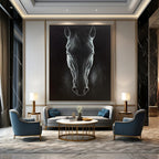 “Realistic Black Horse Portrait” - Hyperrealistic Oil Painting On Canvas PT2177