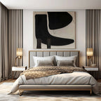 Black and White Organic Shapes "Shadow Play" Minimalist Painting On Canvas PS1073