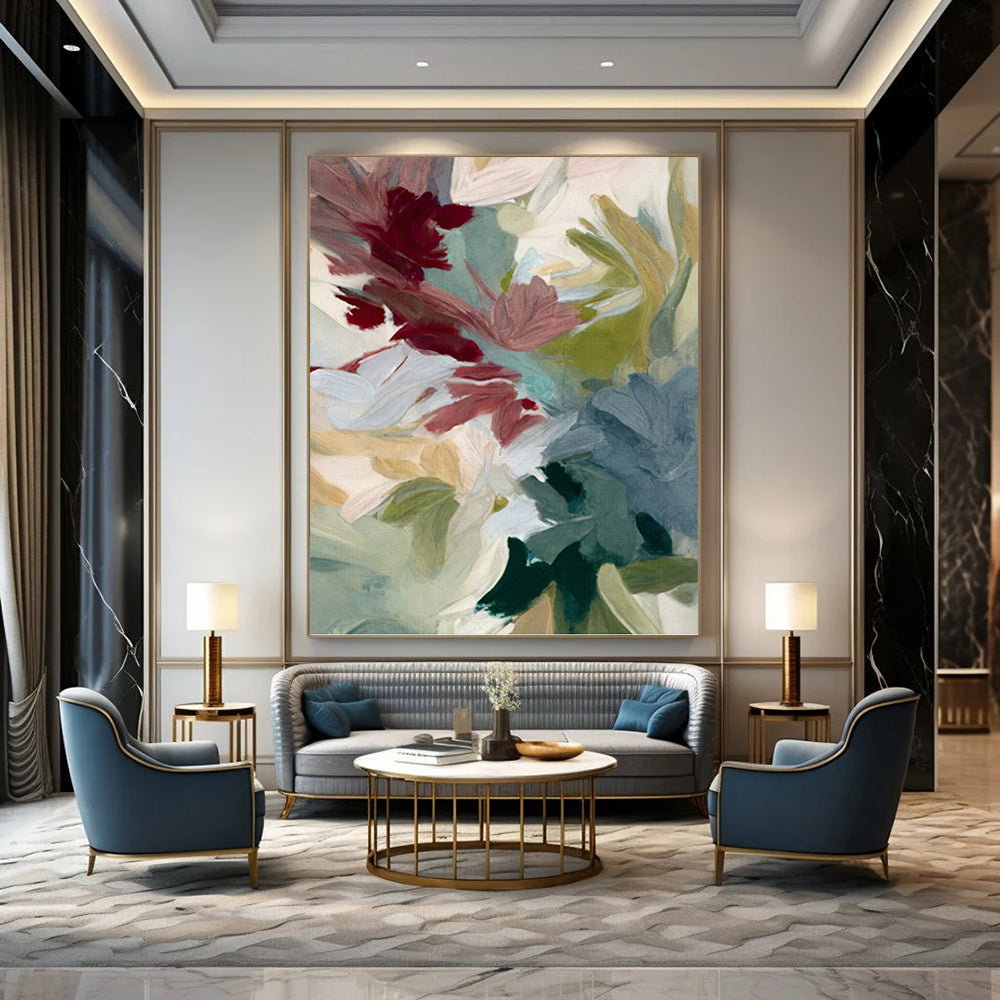 “Muted Color Flower Abstract” - Minimalist Floral Painting On Canvas PT1351