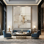 “Neutral Line - Geometric Abstract” - Minimalist Abstract Painting On Canvas PT1309