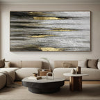 “Textured Grey - Gold Abstract Drip Art” - Luxe Textured Painting On Canvas PS0321