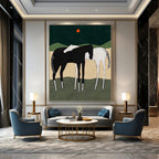 “Minimalist Horses in Nature’s Hues” - Minimalist - Inspired Animal Painting On Canvas PT1412