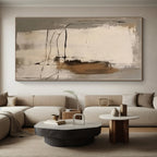 “Gray - Beige - Black Linear Abstraction” - Gray, Beige, Black Abstract Painting On Canvas PS0539