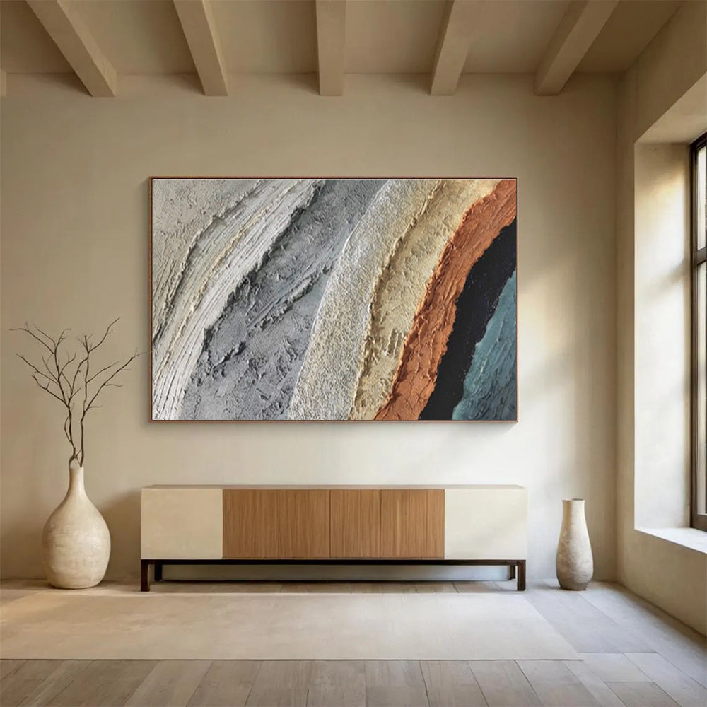 “Colorful Textured Stripes Abstract” - Striped Abstract Painting, Great for Living Room & Creative Office DKS619