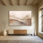 Beige and White Flowing Waves Abstract Painting On Canvas DKS092