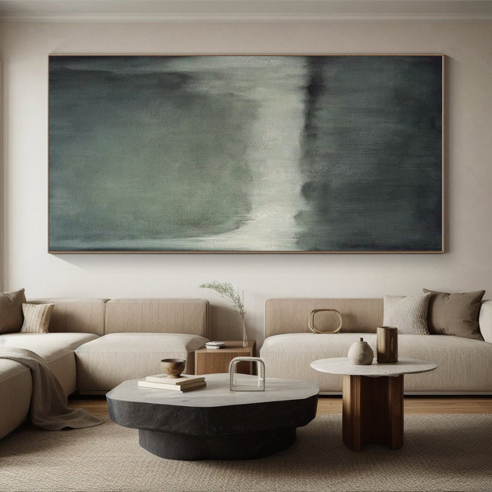 “Gray Gradient Calm” - Gray, White Abstract Subtle Painting On Canvas PS0630