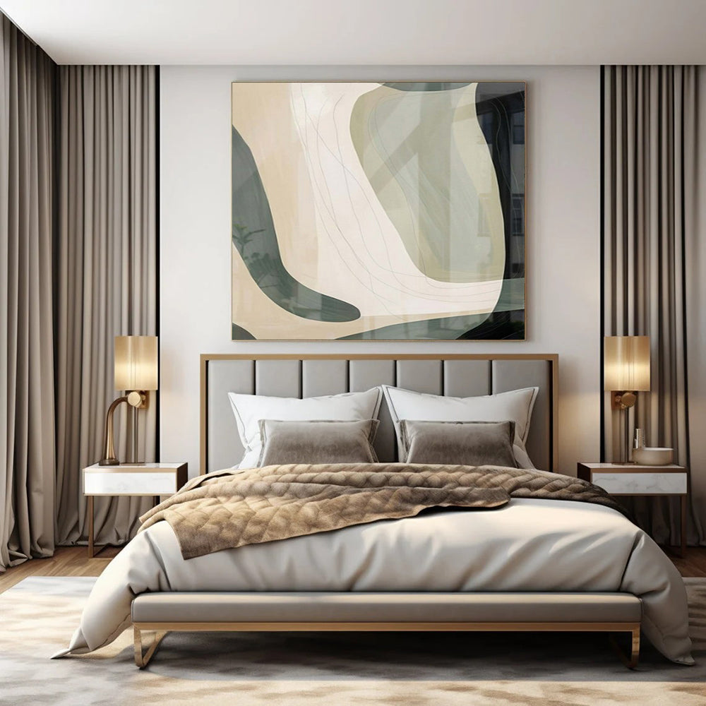 Rich Navys and Whites with Geometric Balance "Cobalt Calm" Abstract Geometric Painting On Canvas PS1061