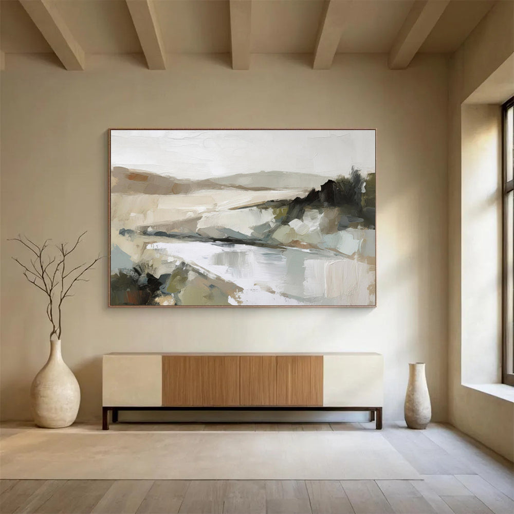 “Neutral - Toned Abstract Landscape” Landscape - Inspired Abstract Painting On Canvas DKS238