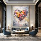 “Colorful Patchwork Heart” - Abstract Symbolism Painting On Canvas PT1840