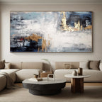 “Elegant Gold - Accented Monochrome Abstract” - Minimalist Abstract Painting On Canvas PS0237