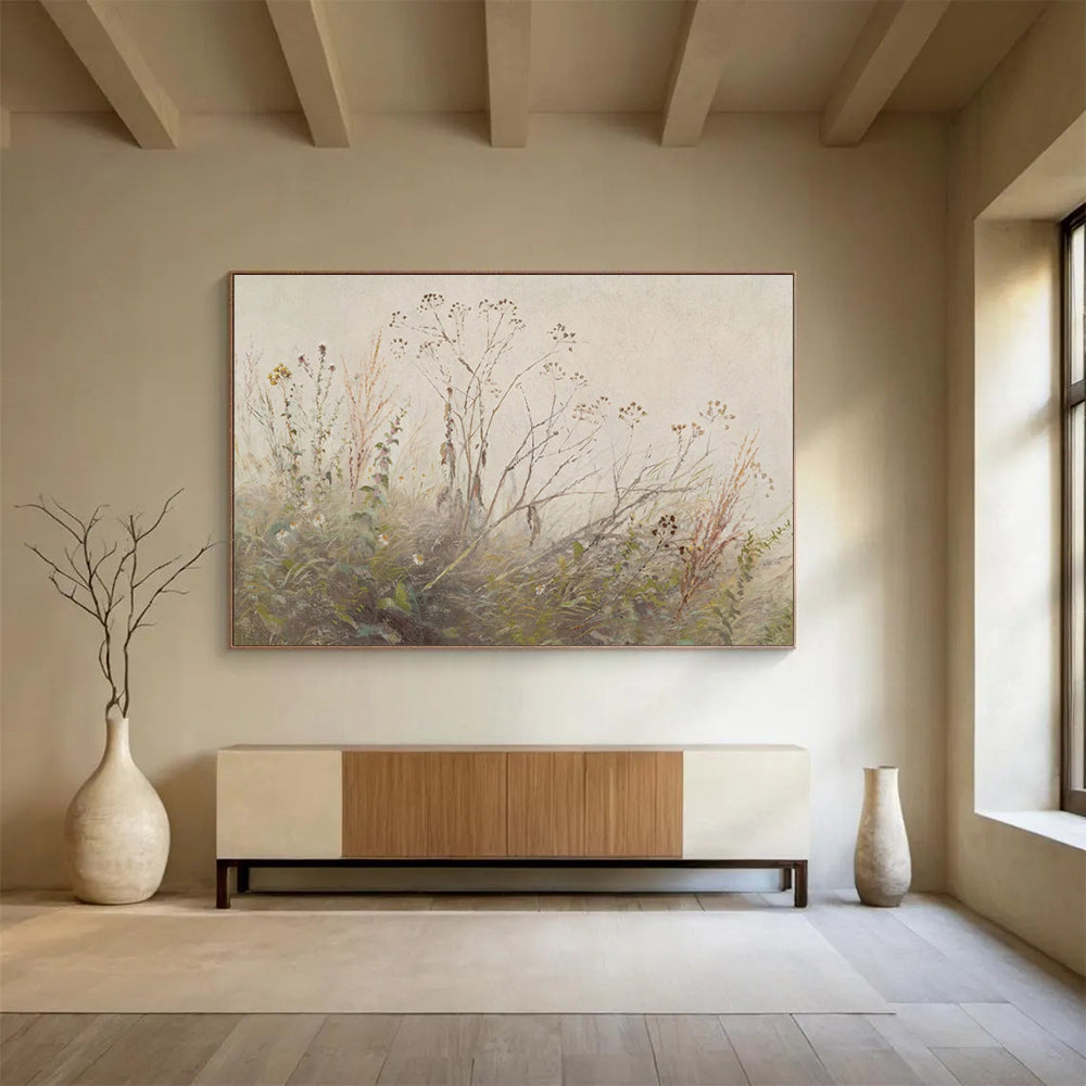 “Subtle Wild Grass Study” - Realistic Watercolor Painting on Canvas PT1487
