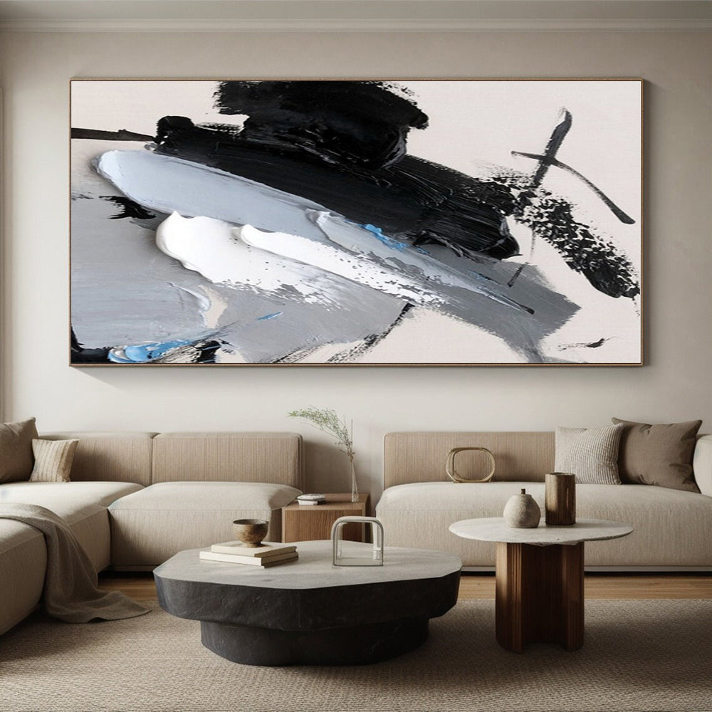 Gray - Blue Interweave - Mainly Black, Gray, and Blue - Minimalist Abstraction PS0777