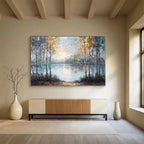 “Autumn Forest by the Lake” - Impressionistic Oil Painting on Canvas DKS904