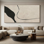 “Minimalist Black - White Curved Abstract” - Minimalist Abstract Painting On Canvas PS0264