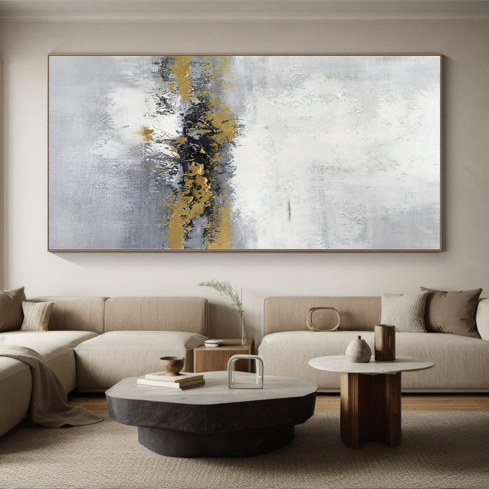 “Grey - Gold Abstract Horizon of Dreams” Painting On Canvas PS0380