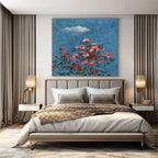 Blue, Pink, Green with Roses and Sky Elements "Starry Blossoms" Abstract Painting On Canvas PS1454