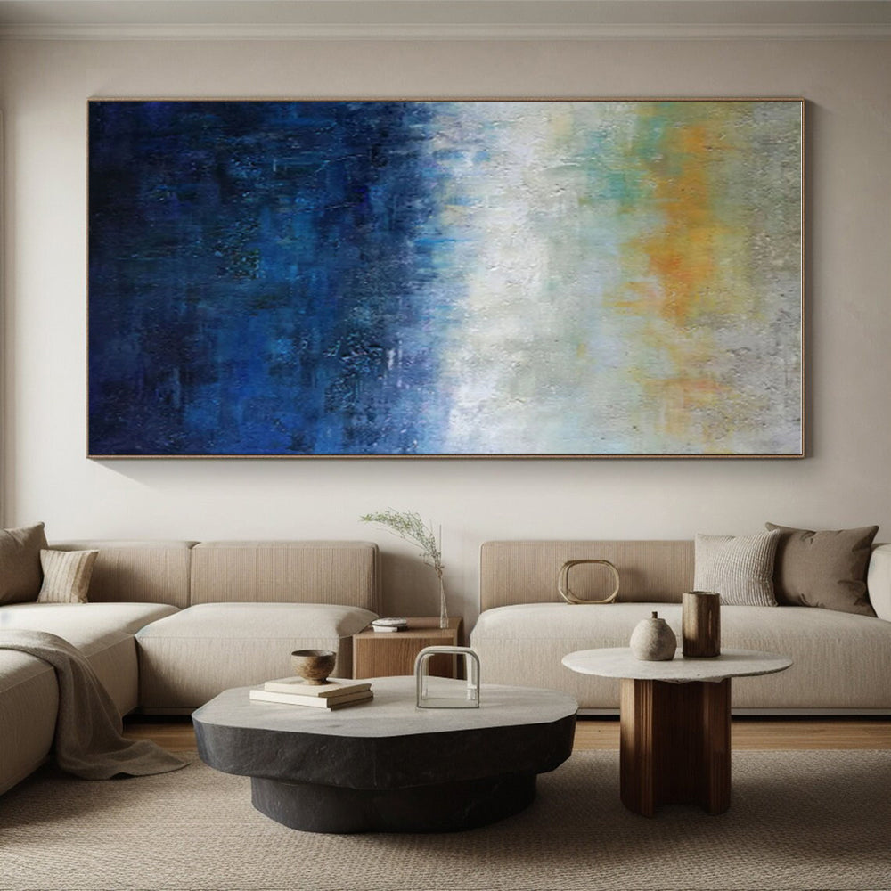 Gradient Blues and Yellows, "Dusk Horizon" – Abstract Landscape Painting On Canvas PS0884