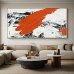 “Fiery Orange Dash” - Orange, Gray, White Abstract Textured Painting On Canvas PS0617