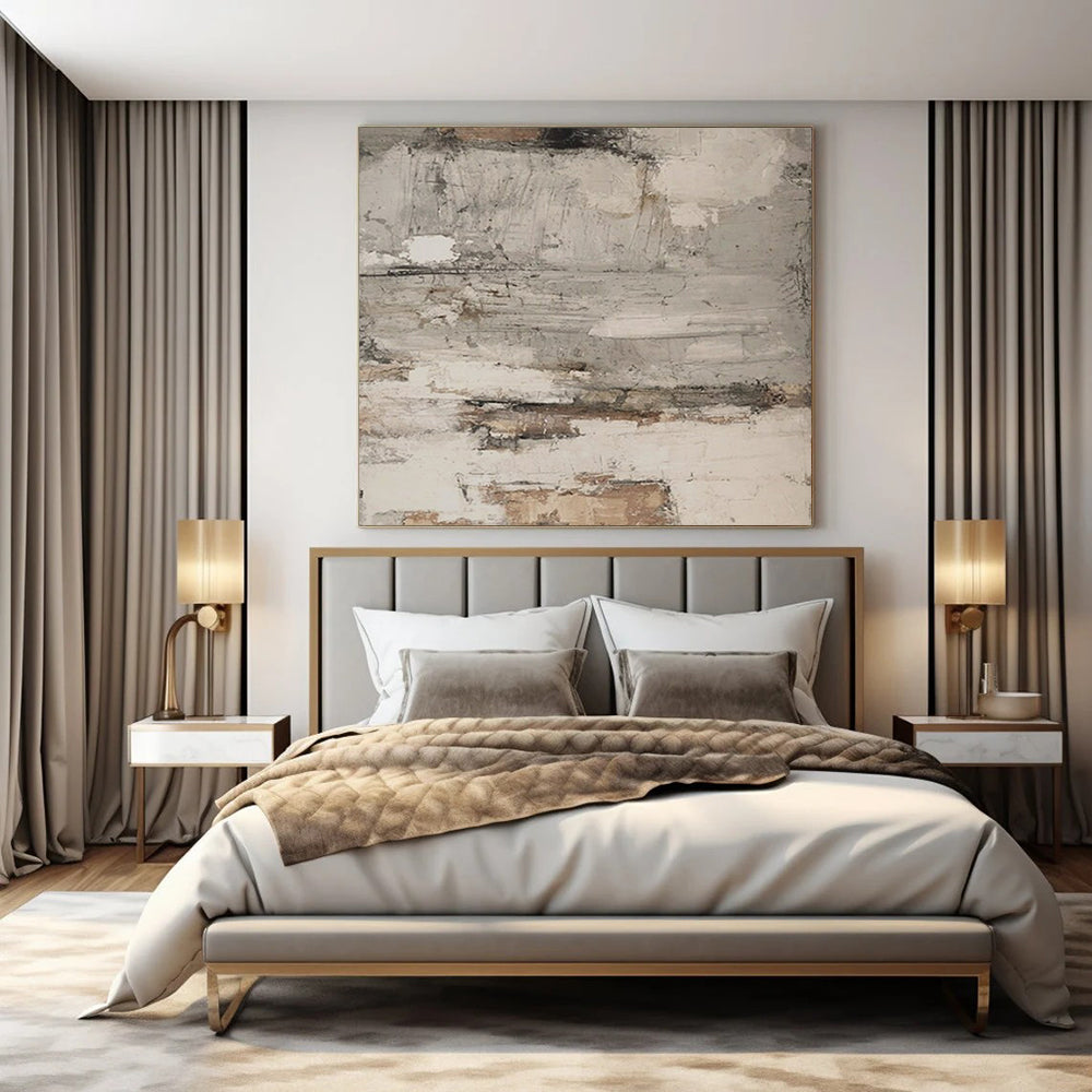 Gray and Brown Textured, "Timeless Patina" – Textured Abstract Painting On Canvas PS0973