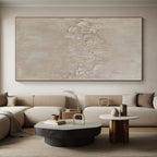 “Beige Textured Minimalism” - Beige, Gray Abstract Textured Minimalist Painting On Canvas PS0579