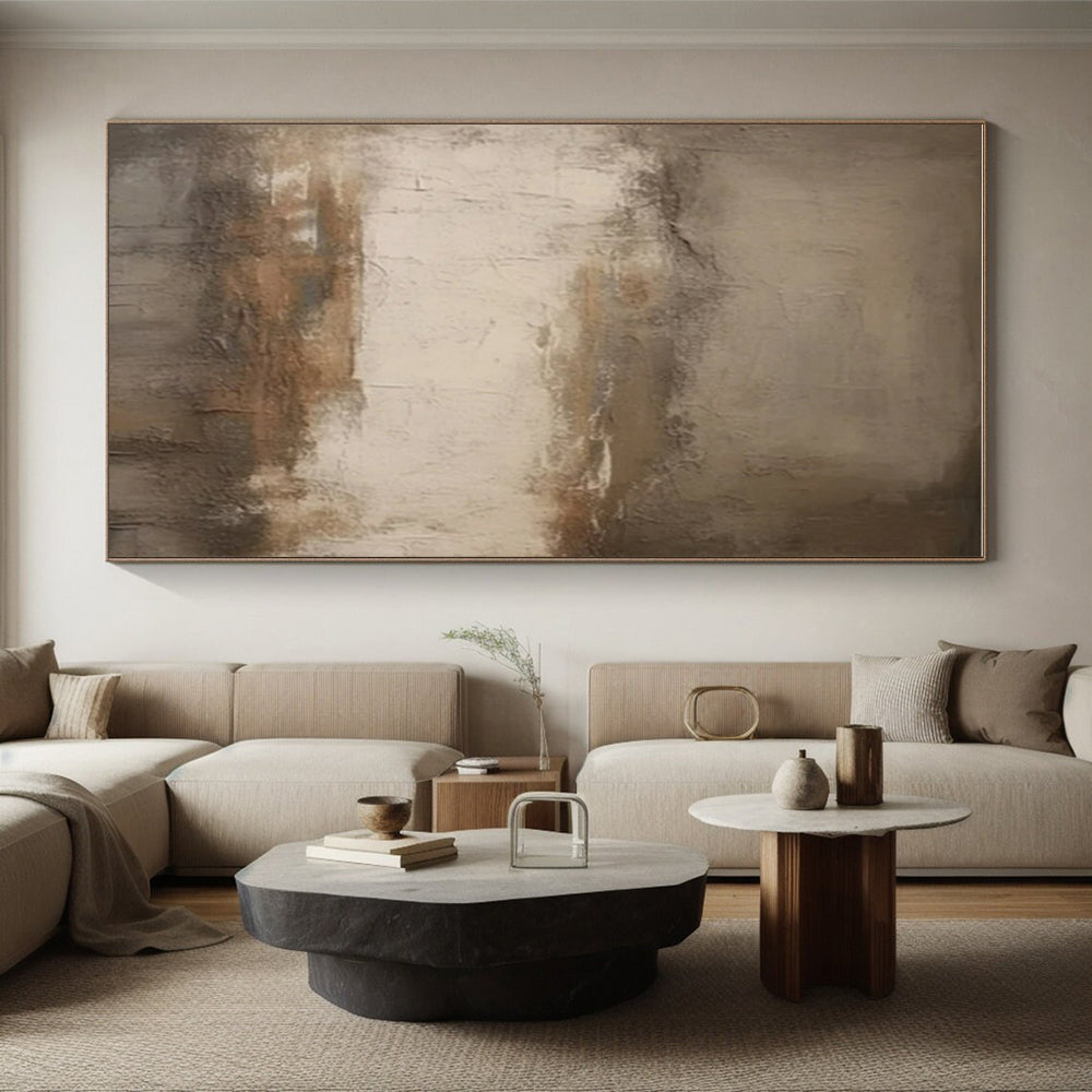 “Worn Neutral Layers” - Neutral Tones Abstract Minimalist Painting On Canvas PS0712
