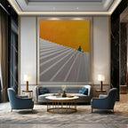 Solitary Stairs, Modernist Contemplation, Oil Painting On Canvas PT2100