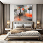 Gray, Orange, and Black Dripping, "Urban Rhythm" – Abstract Expressionist Painting On Canvas PS1005