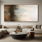 “Neutral - Toned Abstract Landscape” - Beige, Blue, Brown Abstract Painting On Canvas PS0450