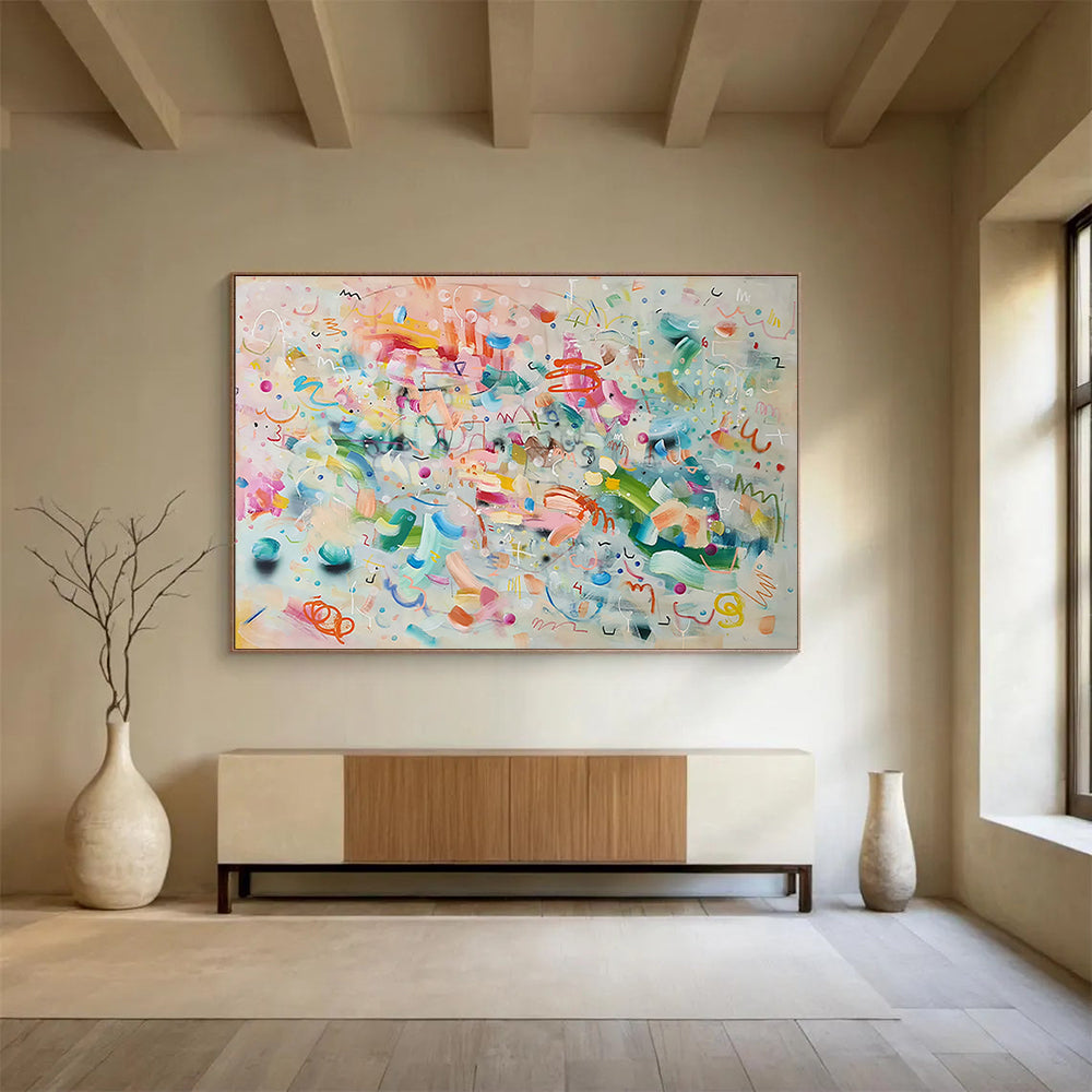 Whimsical Colorful Abstract Painting On Canvas DKS059