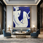 “Blue - White Figures” - Abstract Figurative Painting On Canvas PT2329