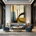 “Geometric Shapes: Earthy Tones Abstract” - Minimalist Cubist - Inspired Art On Canvas PT0949