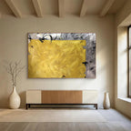“Bold Yellow and Gray Abstract” - Striking Abstract Painting On Canvas PT153