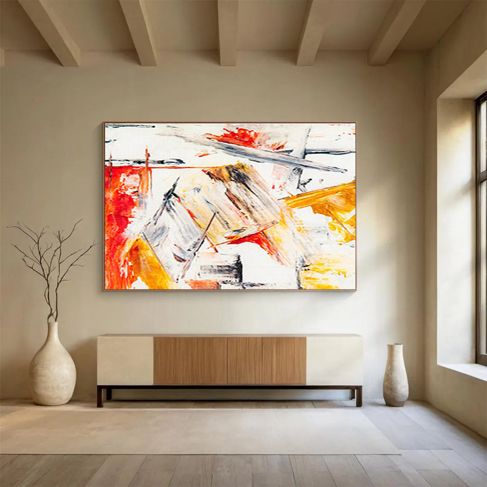“Dynamic Red - Yellow Abstract” - Energetic Abstract Painting On Canvas DKS400