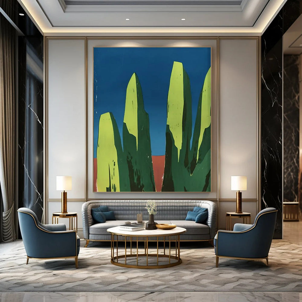 Minimalist Green Rocks Painting On Canvas DS093