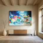 Blue - Dominant Abstract with Colorful Accents Painting On Canvas DKS064