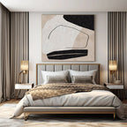 Black, White and Beige with Fragmented Lines "Broken Unity" Abstract Painting On Canvas PS1142