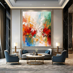 Colorful Abstract Burst Textured Painting On Canvas DS079