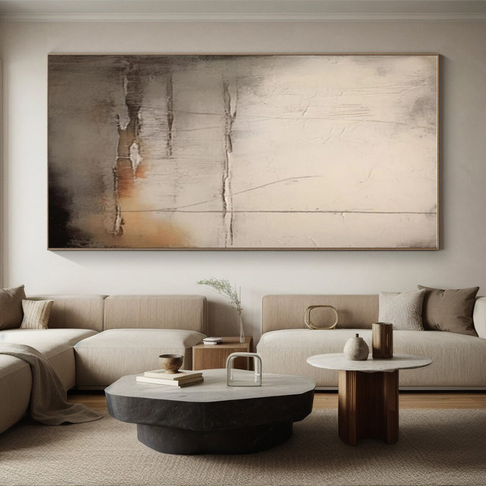 “Neutral Textured Layers” - Neutral Tones Abstract Minimalist Painting On Canvas PS0709