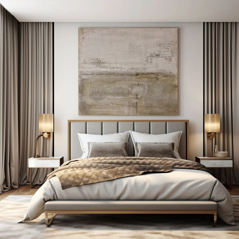 Beige and Gray Textured, "Desert Silence" – Textured Abstract Painting On Canvas PS0957