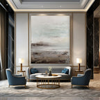 “Muted Coastal Haze” - Soft Gray - Blue Seascapes Painting On Canvas DS153