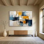“Geometric Yellows and Blues” Abstract Painting On Canvas DKS183